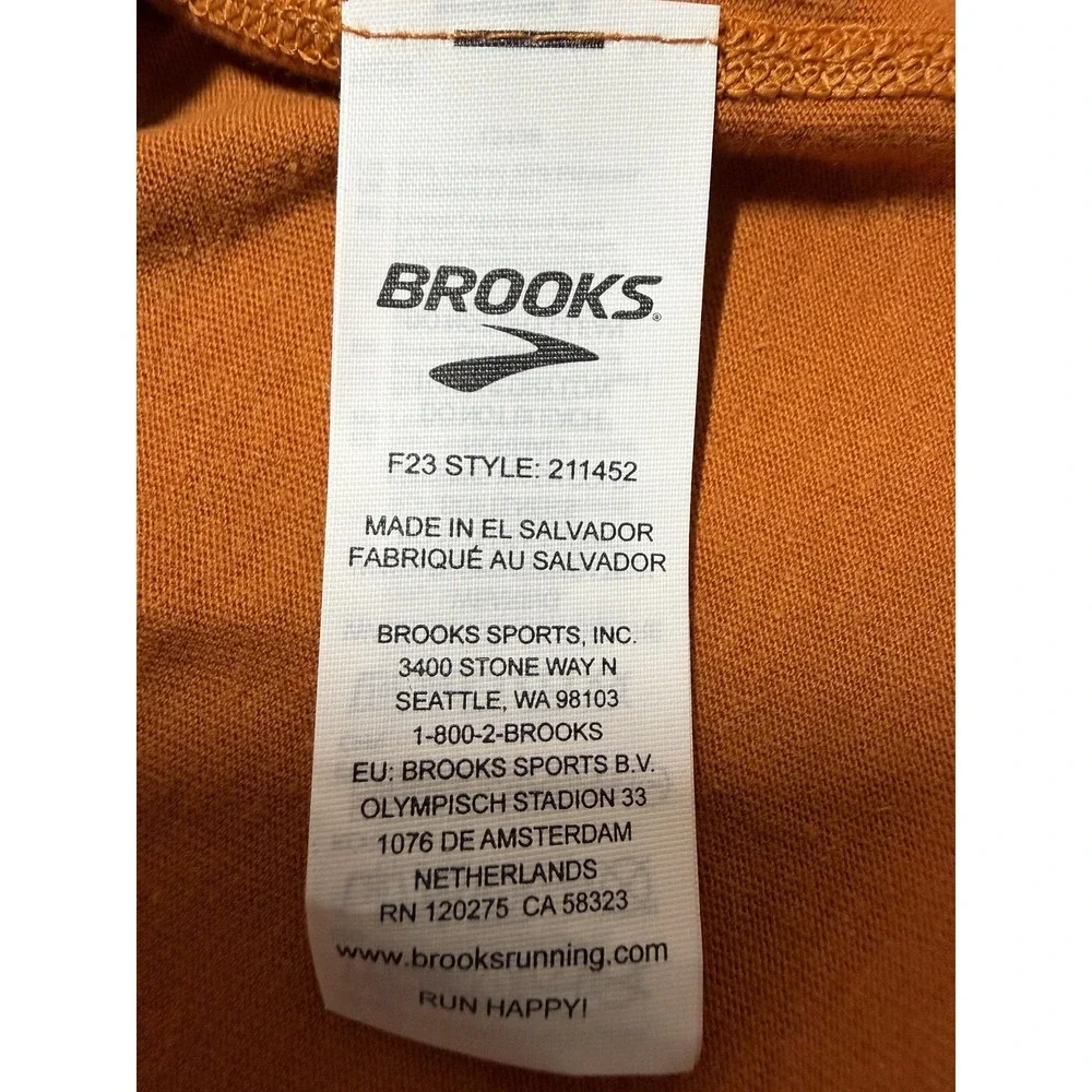 Brooks Distance 2.0‎ Shirt Mens Large Orange Long Sleeve Turkey Gobble Run Top